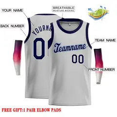 Gray Navy-Power Blue Classic Casual Basketball Jersey 2