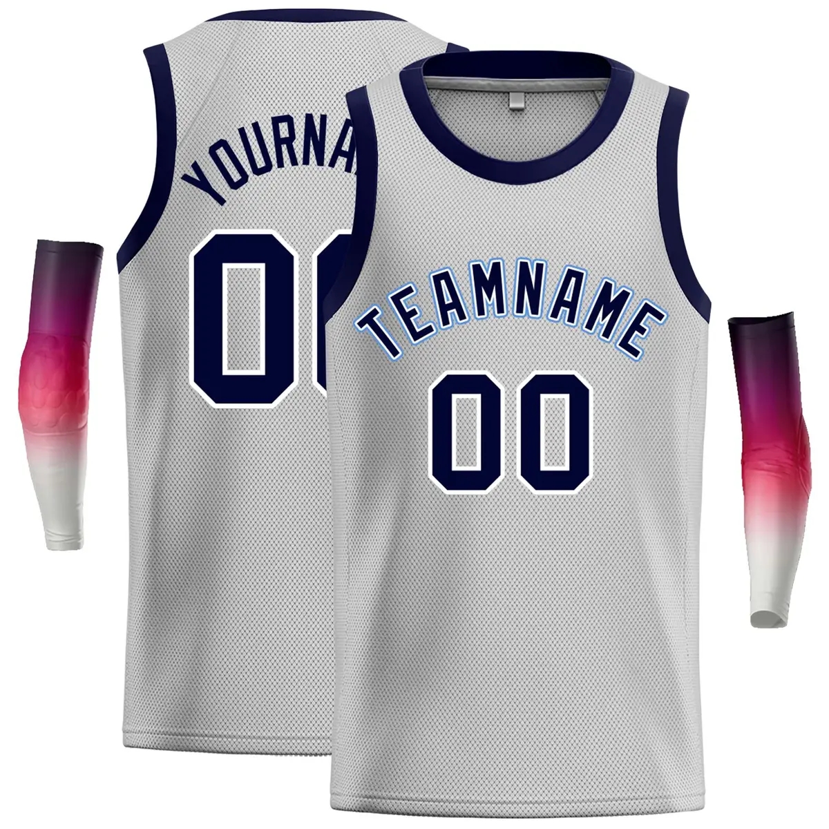 Gray Navy-Power Blue Classic Casual Basketball Jersey