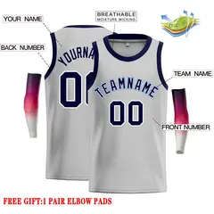 Gray Navy-Power Blue Classic Casual Basketball Jersey 2