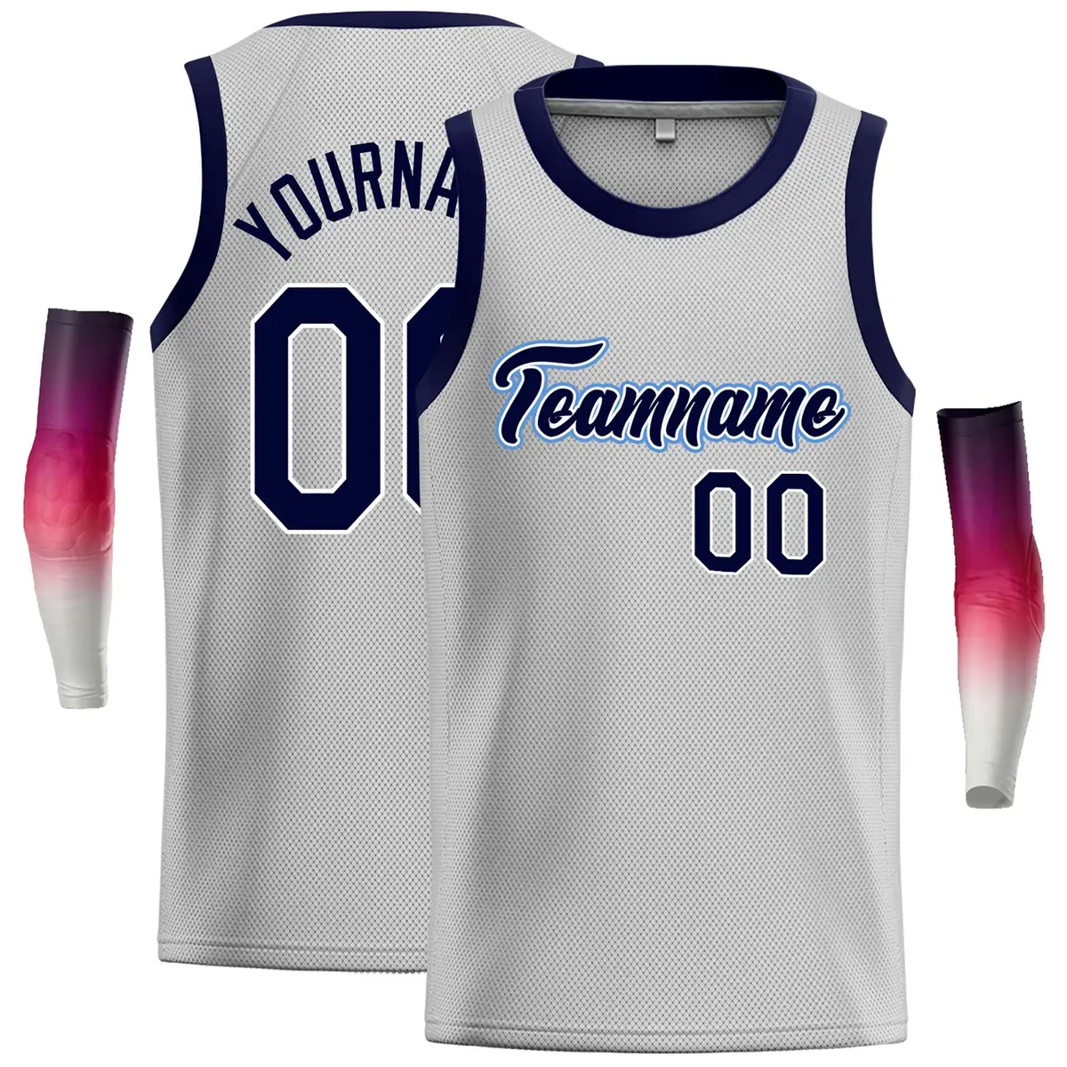 Gray Navy-Power Blue Classic Casual Basketball Jersey