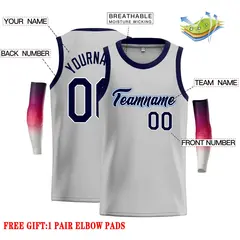 Gray Navy-Power Blue Classic Casual Basketball Jersey 2