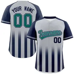 Gray Navy Raglan Gradient Thick Stripe Baseball Jersey 1