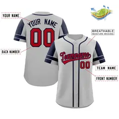 Gray Navy Raglan Sleeves Authentic Baseball Jersey 2
