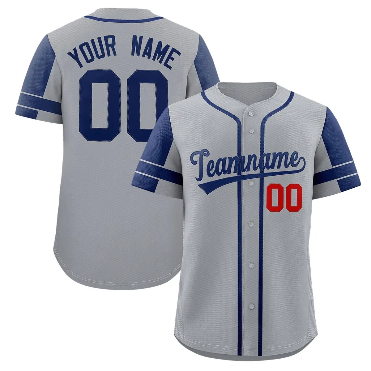 Gray Navy Raglan Sleeves Authentic Baseball Jersey