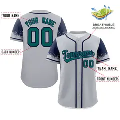 Gray Navy Raglan Sleeves Authentic Baseball Jersey 2