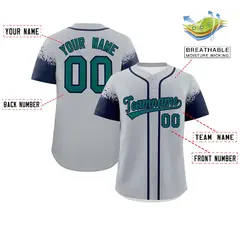 Gray Navy Raglan Sleeves Authentic Baseball Jersey 2