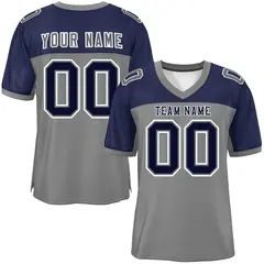 Gray-Navy Raglan Sleeves Fashion Authentic Football Jersey 1