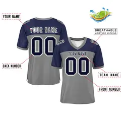Gray-Navy Raglan Sleeves Fashion Authentic Football Jersey 2