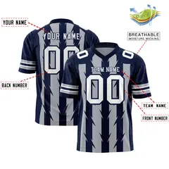 Gray Navy Razr Stripe Graffiti Pattern Flag Football Jersey 2