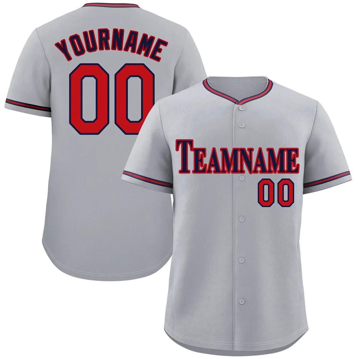 Gray Navy-Red Authentic Classic Baseball Jersey