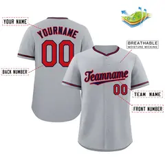 Gray Navy-Red Authentic Classic Baseball Jersey 2