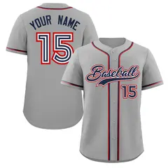 Gray Navy-Red Authentic Classic Baseball Jersey