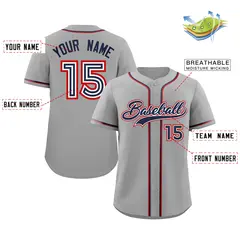 Gray Navy-Red Authentic Classic Baseball Jersey 2