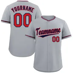 Gray Navy-Red Authentic Classic Baseball Jersey 1