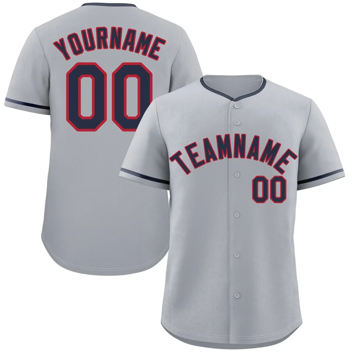 Gray Navy-Red Authentic Classic Baseball Jersey