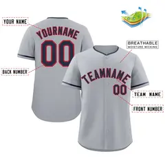 Gray Navy-Red Authentic Classic Baseball Jersey 2