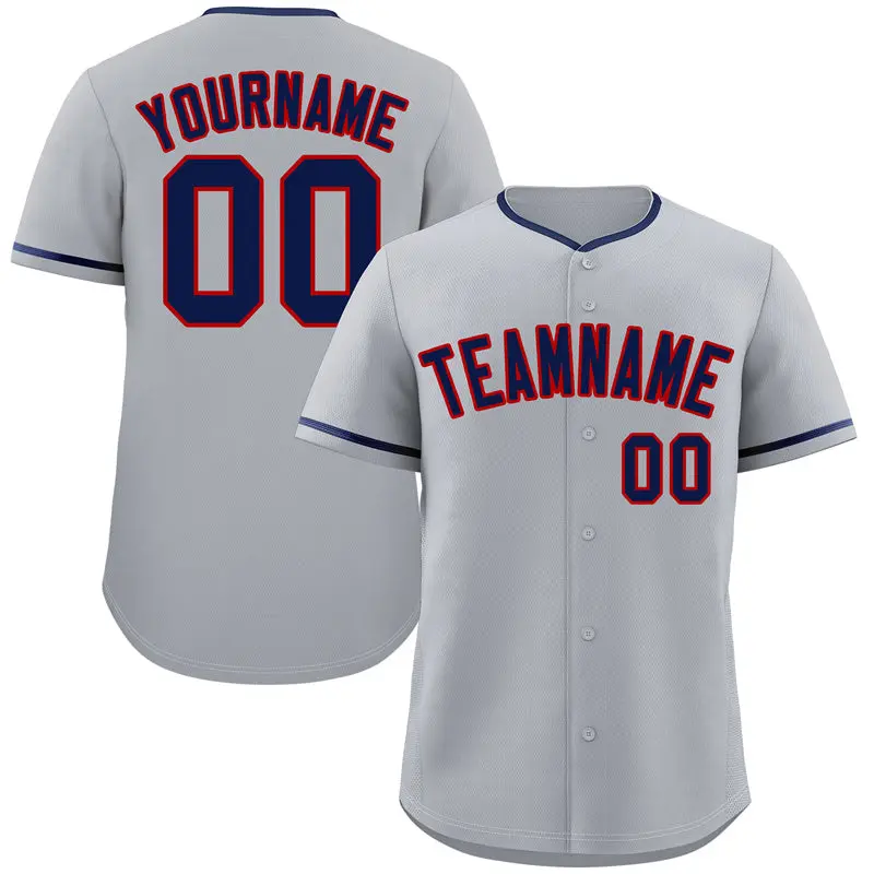 Gray Navy-Red Authentic Classic Baseball Jersey