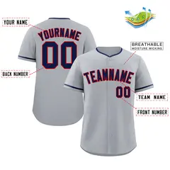 Gray Navy-Red Authentic Classic Baseball Jersey 2