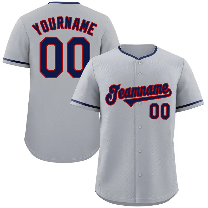 Gray Navy-Red Authentic Classic Baseball Jersey