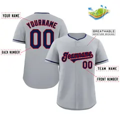 Gray Navy-Red Authentic Classic Baseball Jersey 2