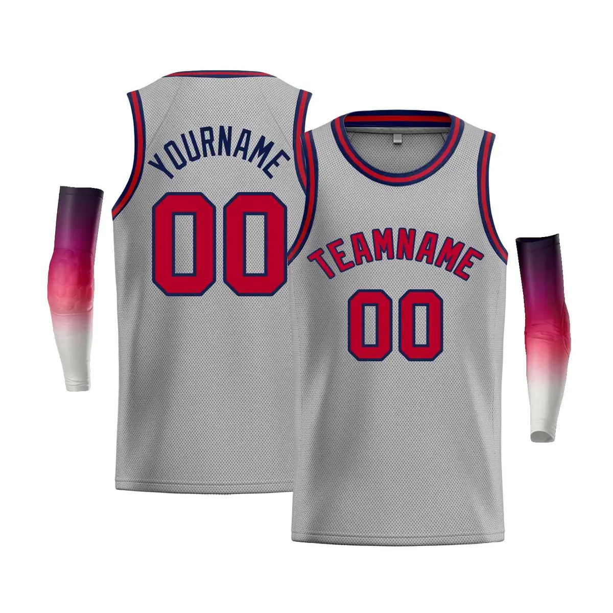 Gray Navy-Red Classic Bull Men's Basketball Jersey