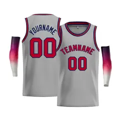 Gray Navy-Red Classic Bull Men's Basketball Jersey 1