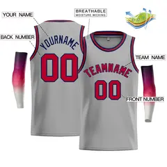 Gray Navy-Red Classic Bull Men's Basketball Jersey 2
