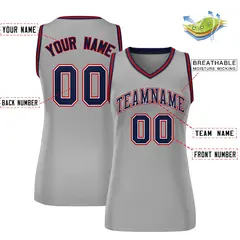 Gray Navy-Red Classic Mesh Basketball Jersey for Women 2