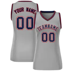 Gray Navy-Red Classic Mesh Basketball Jersey for Women