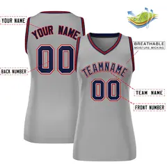 Gray Navy-Red Classic Mesh Basketball Jersey for Women 2