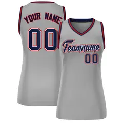 Gray Navy-Red Classic Mesh Basketball Jersey for Women