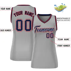 Gray Navy-Red Classic Mesh Basketball Jersey for Women 2