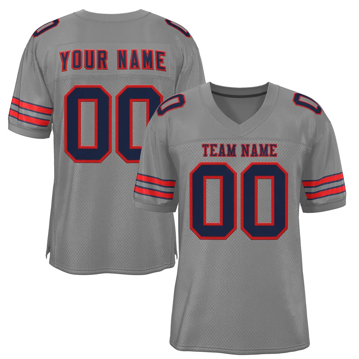 Gray Navy-Red Classic Style Authentic Football Jersey