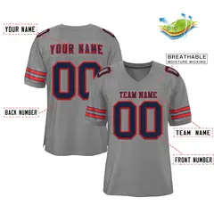 Gray Navy-Red Classic Style Authentic Football Jersey 2