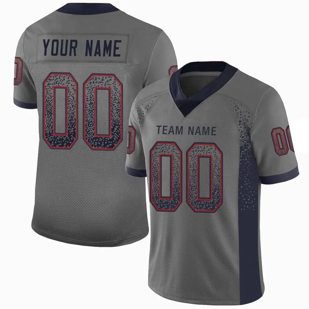 Gray Navy-Red Drift Fashion Authentic Mesh Football Jersey