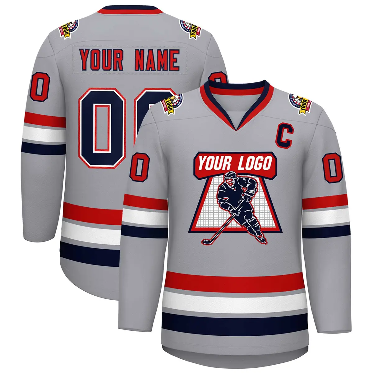 Gray Navy Red-Red Classic Hockey Jersey