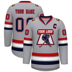 Gray Navy Red-Red Classic Hockey Jersey 1