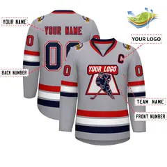 Gray Navy Red-Red Classic Hockey Jersey 2