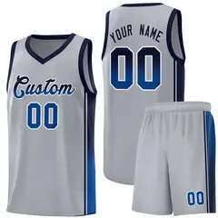Gray Navy-Royal Gradient Fashion Sports Basketball Jersey