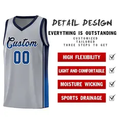 Gray Navy-Royal Gradient Fashion Sports Basketball Jersey 5