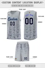 Gray Navy Scratches Pattern Basketball Sports Uniform Jersey 2