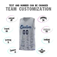Gray Navy Scratches Pattern Basketball Sports Uniform Jersey 3