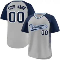Gray Navy Side Spot Raglan Pullover Baseball Jersey 1