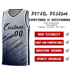 Gray Navy Splash Basketball Uniforms for School 2