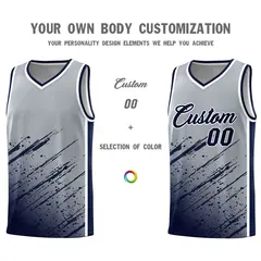 Gray Navy Splash Basketball Uniforms for School 3