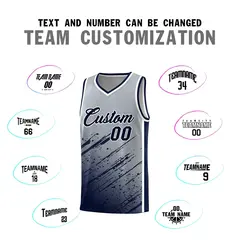 Gray Navy Splash Basketball Uniforms for School 4