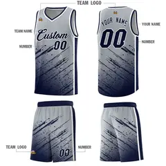 Gray Navy Splash Basketball Uniforms for School 5