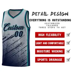 Gray Navy Splash Basketball Uniforms for Summer Camp 2