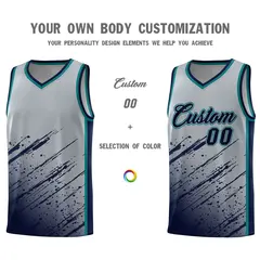 Gray Navy Splash Basketball Uniforms for Summer Camp 3
