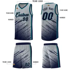 Gray Navy Splash Basketball Uniforms for Summer Camp 5